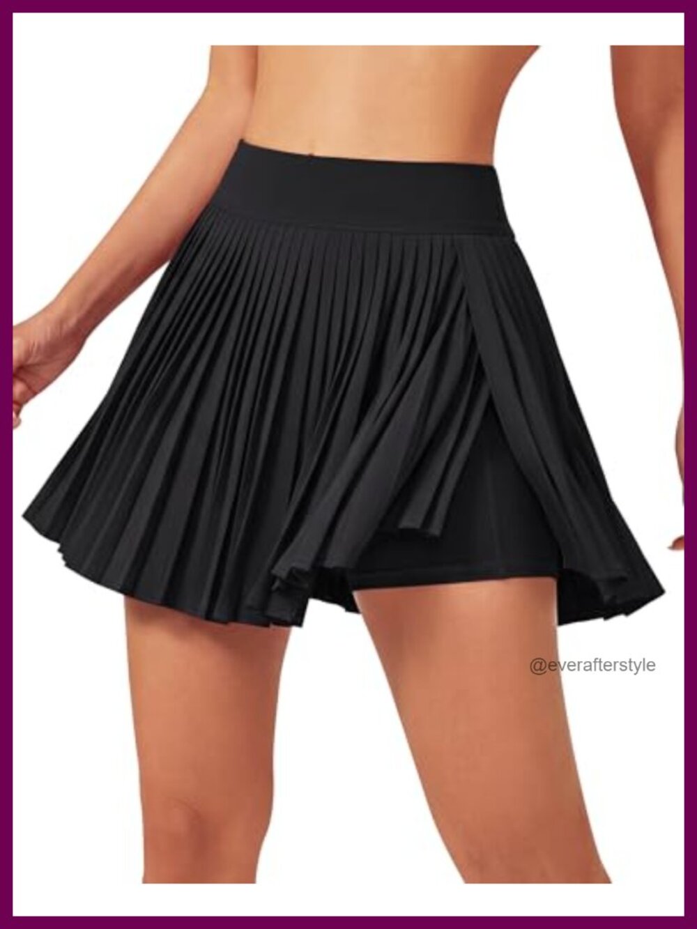 Women's Pleated Tennis Skort with Side Crossover Wrap, High Rise, Spandex,